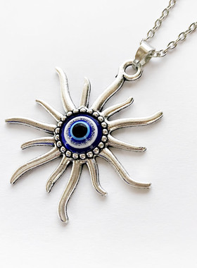 新品Vintage Punk Evil Eye Necklaces 5pcs Blue Eyeball Connec