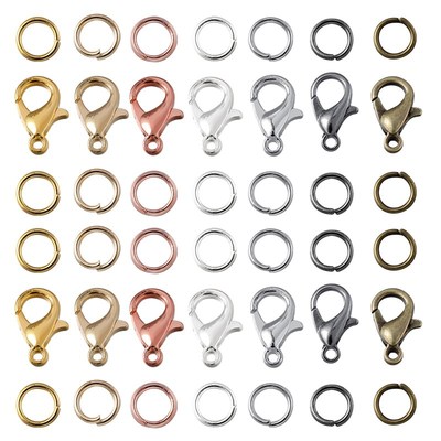 8colors 200pcs Rings+100pcs Clasps Set Lobster Clasp Open Ju