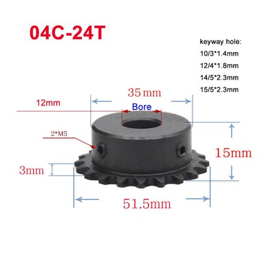 极速1Pcs 04C 20 Teeth-40 Teeth Chain Gear Bore 6-16mm Indust