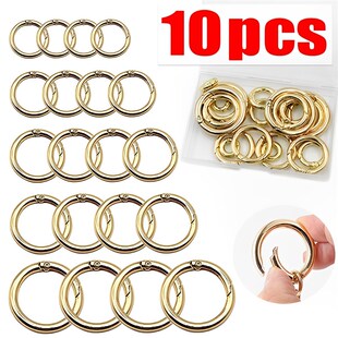 10Pcs Metal O Ring Spring Clasps Openable Round Carabiner Ke