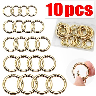 10Pcs Metal O Ring Spring Clasps Openable Round Carabiner Ke