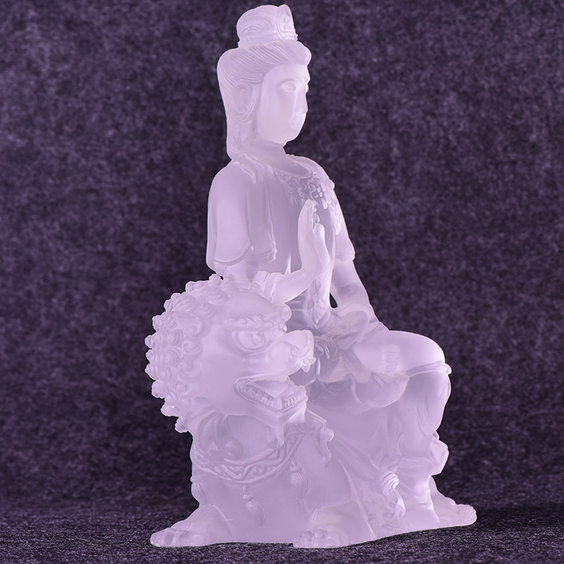 古法琉璃烧制文殊菩萨家居玄关供奉佛像摆件传古典人像装饰工艺礼