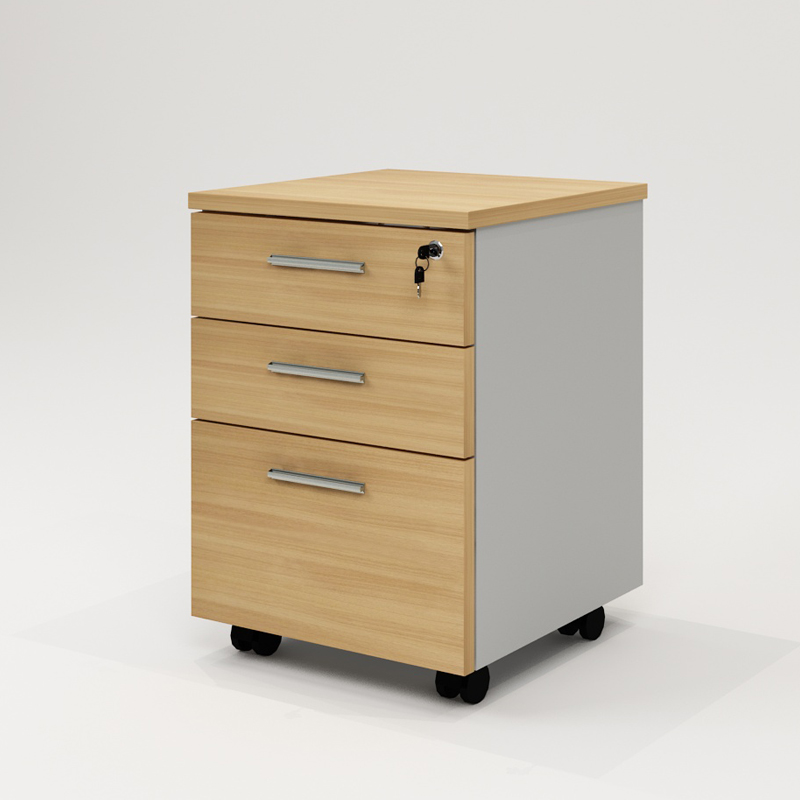 三层柜子办公文件柜办公室三抽屉式收纳桌下小木质移动矮柜带锁