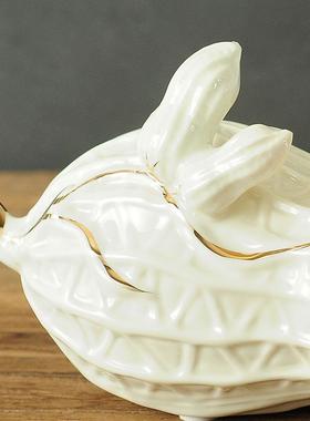 中式玄关陶瓷花生摆件家里工艺礼品摆饰摆设结婚礼物陶瓷酒柜电视