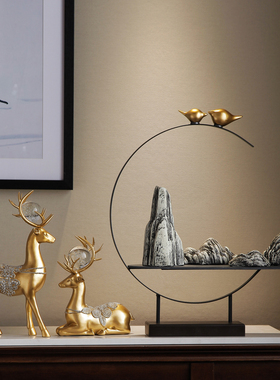 新中式办公室招财摆件禅意茶室博古架摆设客厅玄关办公桌软装饰品