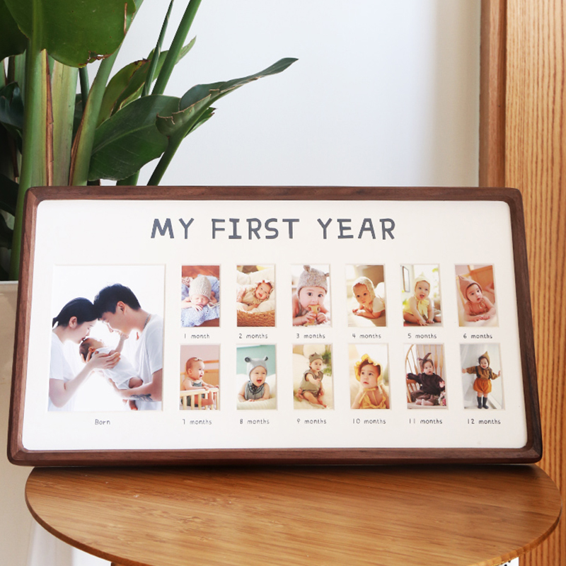 实木相框宝宝周岁纪念拼图摆台创意定制实木儿童1周岁成长满月框