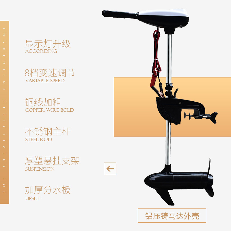 新品船用推进器无刷橡皮艇皮划艇马达引擎电动螺旋桨12V船壁挂冷