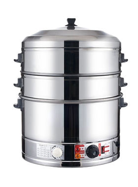 NGNLW商用大号304不锈钢电蒸锅家用多功能三层蒸包炉大容量电蒸笼