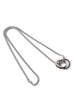 -Interlocking Metal Ring Pendant Necklace Titanium Steel Son