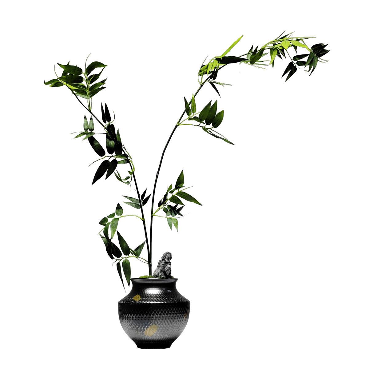 新中式仿真花绿植酒店客厅餐桌假文竹陶瓷花器茶几装饰品竹子摆件