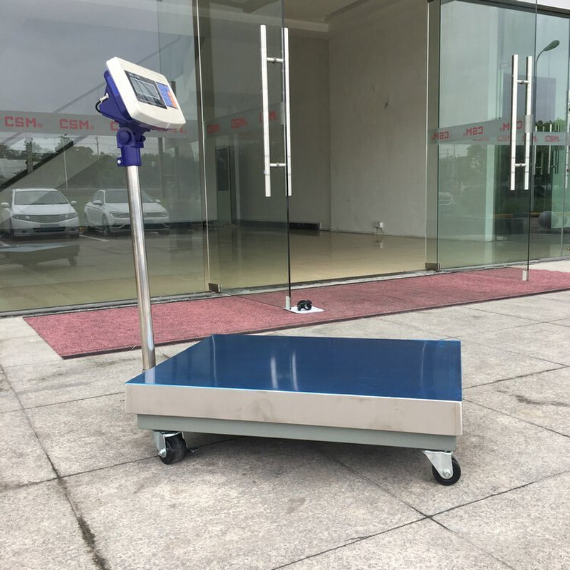 75kg移动电子台秤100千克带轮子落地秤200公斤万向轮带刹车电子称