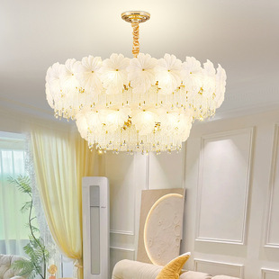 2025年新款客厅灯花朵吊灯法式轻奢餐厅灯卧室主灯高端大气水晶灯