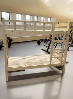 全实木上下铺子母床儿童床高低床两层上下床双层床原木色学校单位