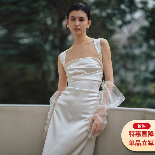 新娘订婚晨袍敬酒服缎面连衣裙