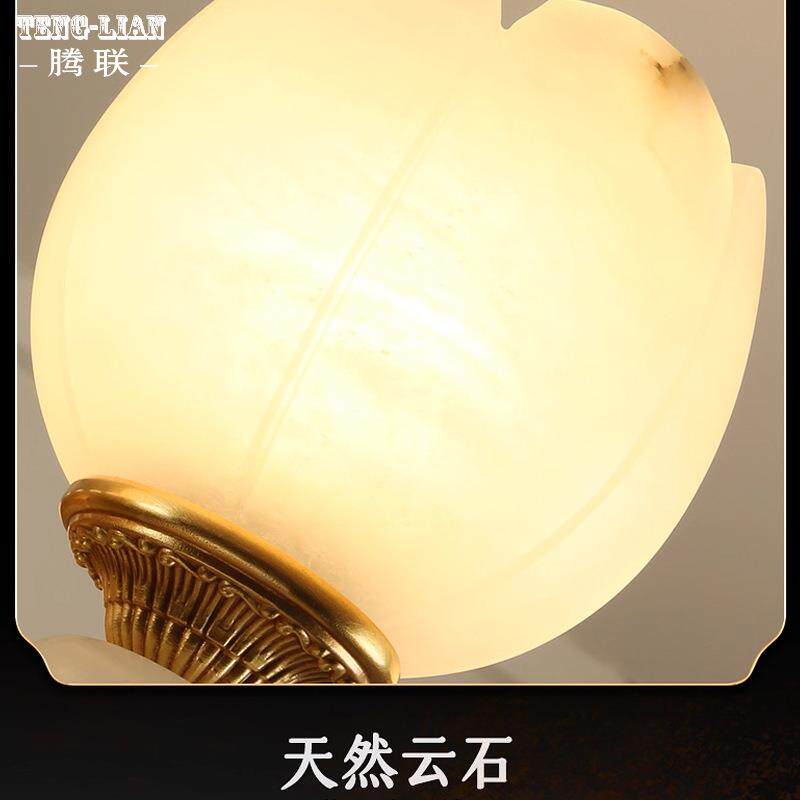 欧式吊灯全铜客厅主灯家用云石灯现代简约别墅美式奢华大气玉石灯