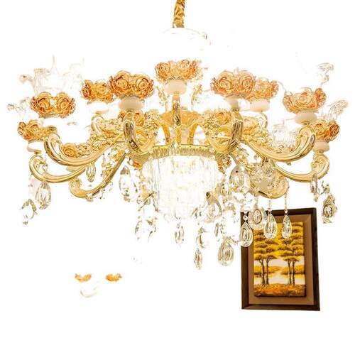 欧式水晶吊灯大客厅吊灯气简餐欧灯锌合金别厅墅家用卧室灯具货源