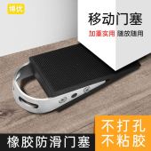 移动门塞门阻门器不锈钢橡胶门挡免打孔防撞固定堵门顶门器门楔子