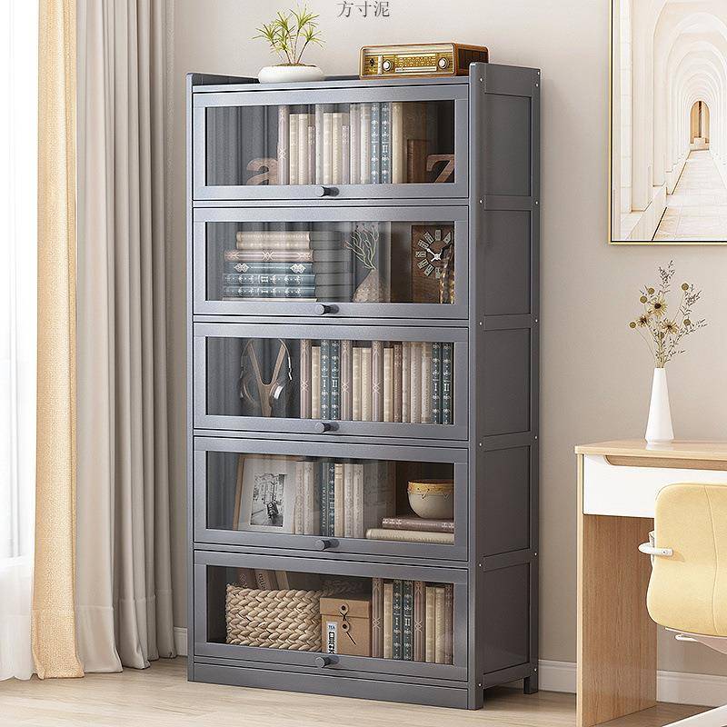 书架置物架落地带门非实木儿童书橱家用客厅收纳架省空间上翻门厂
