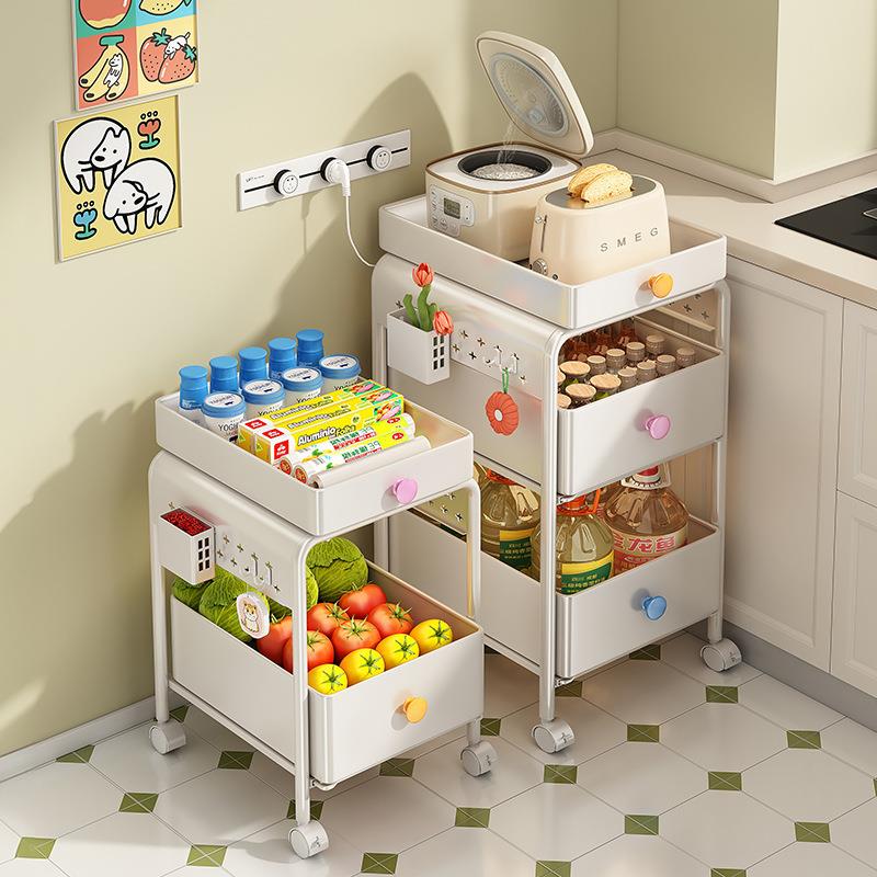 厨房多层落地小推车多功能放菜可移动果蔬菜置物架篮子抽拉收纳架