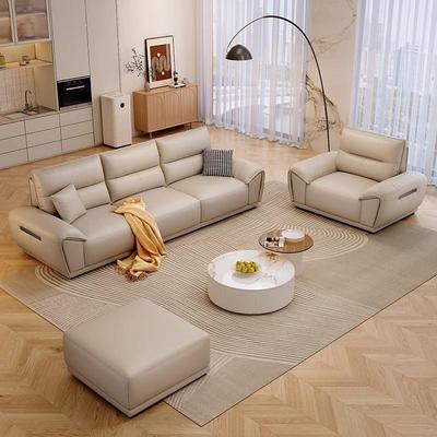 现代简约客厅生态真皮高端小户型沙发意式极简直排多功能沙发组合