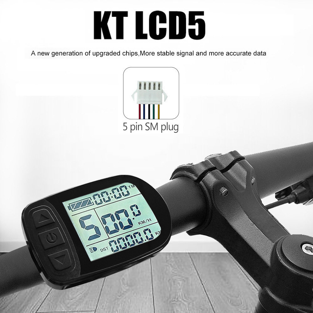 跨境热销山地车脚踏改装锂电动力配用昆腾KT-LCD5液晶仪表/SM接头
