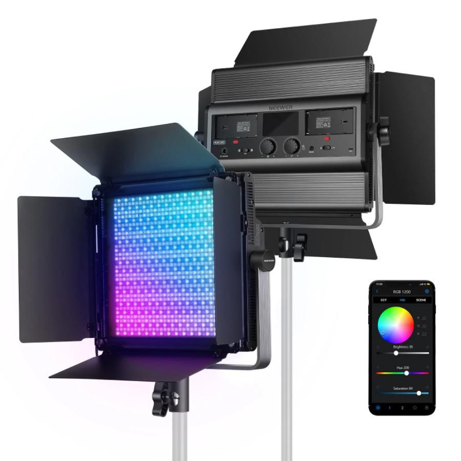 纽尔RGB1200LED摄影补光灯APP控制柔光灯直播灯微电影影室灯