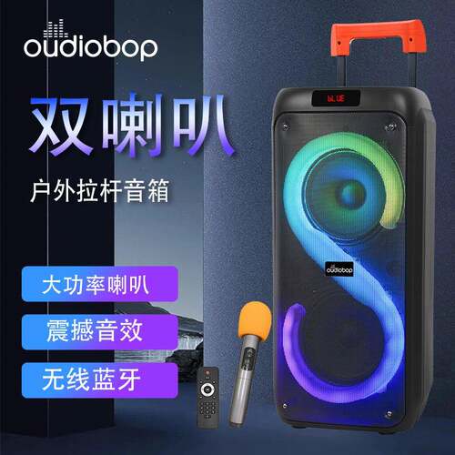 广场舞双8寸大音量拉杆音箱户外便携式音响支持TWS互联麦克风K歌