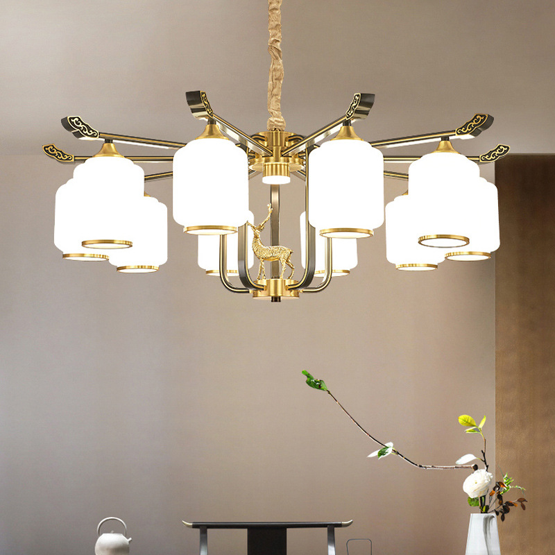 全铜新中式吊灯大气客厅灯轻奢别墅餐厅吊灯卧室2020新款古典灯具