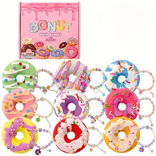 9pcs Donut Bath Bombs for Girls 4oz Each Lavender甜甜圈浴球