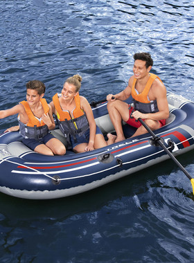 Bestway61066三人水上战队充气船套装成人充气救生皮筏艇钓鱼船