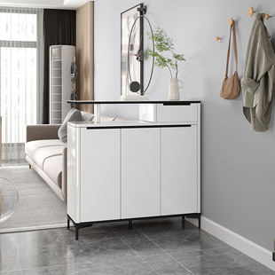 简约现代烤漆鞋柜客厅玄关柜岩板台面储物柜收纳柜双面一体隔断柜