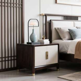 新中式乌金木实木床头柜卧室家用小型高级感床边柜收纳柜子可