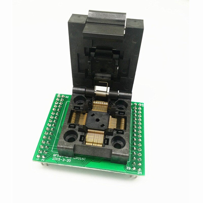 HMILU厂家STM32QFP64-0.5翻盖单板烧录测试座 TQFP64编程座