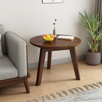 北欧实木茶几小户型桌子现代简约原木圆形茶桌家居客厅阳台小茶几