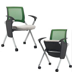 广东家具移动折叠办公会议培训椅子带写字板新闻记者椅辅助班椅