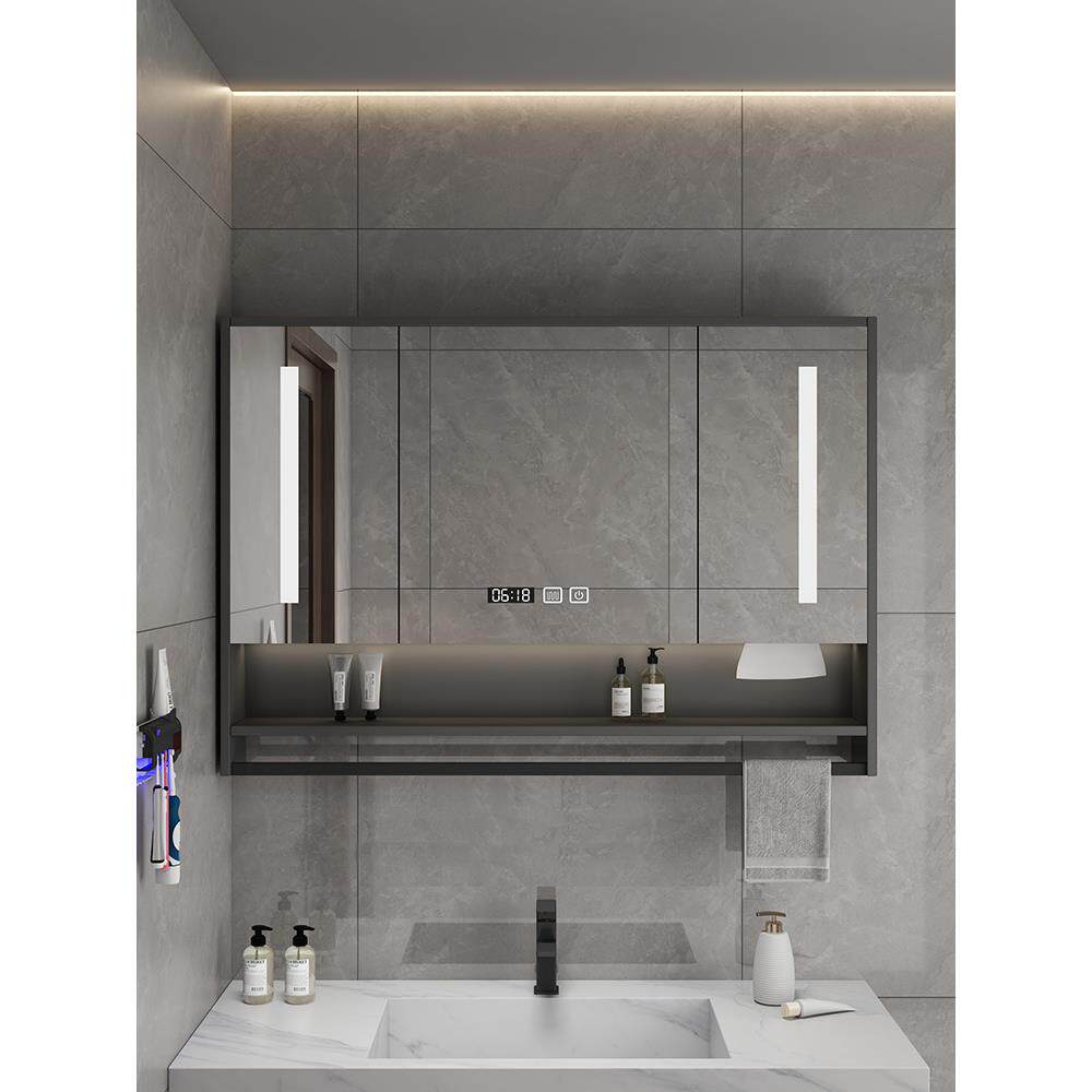 智能浴室镜柜挂墙式带背光灯防雾卫生间镜子置物架单独收纳一体柜