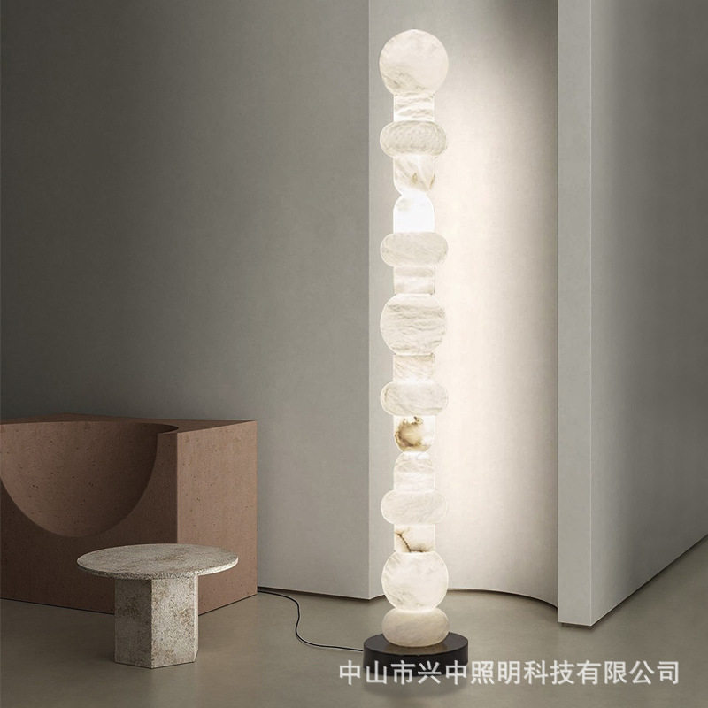 西班牙天然云石落地灯设计师客厅卧室书房别墅展厅沙发边装饰灯具