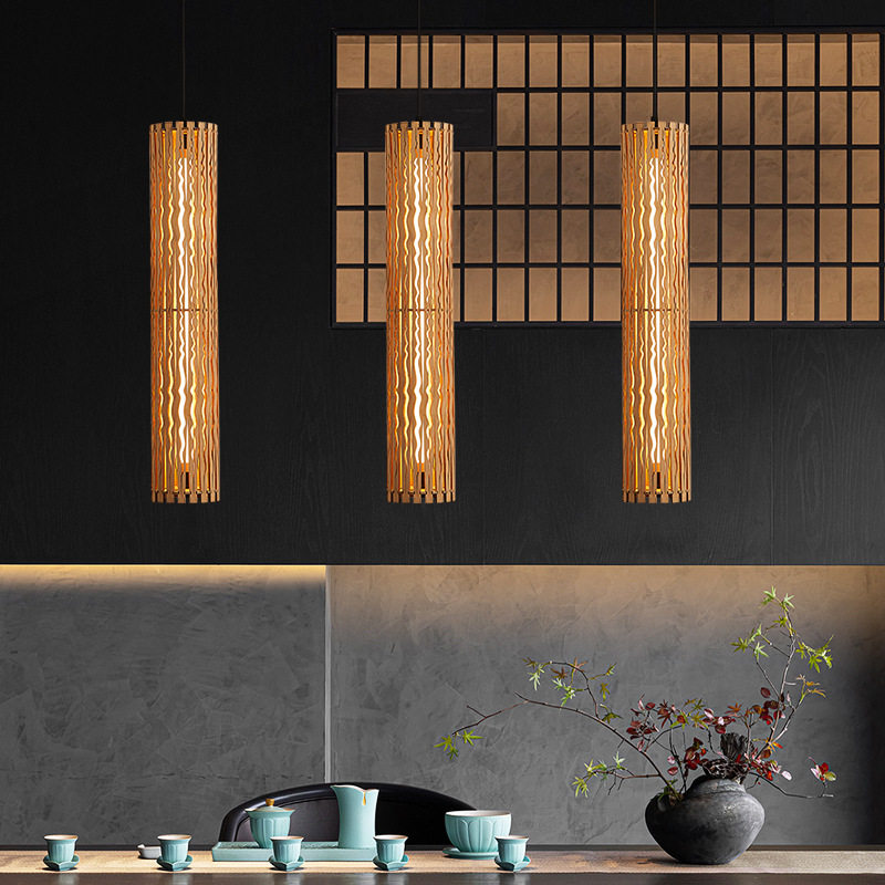灯设计南洋手工木艺吊灯吧台餐饮民宿极简蜡烛日式复古单头长线