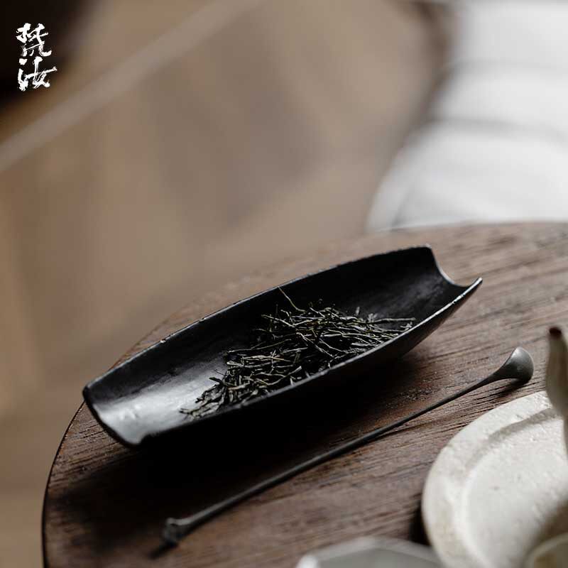 梵汝 日式纯手工陶土归舟茶则茶拨一套茶道赏茶荷六君子茶具配件