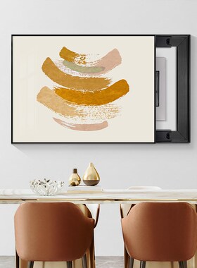 速发抽象简挡橙色电表箱饭饰画装厅餐桌壁画总开关盒遮约挂画