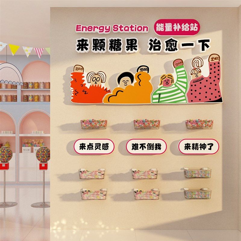 速发办公装室茶水间面化氛围布置墙文司饰贴纸能量补给站牌子