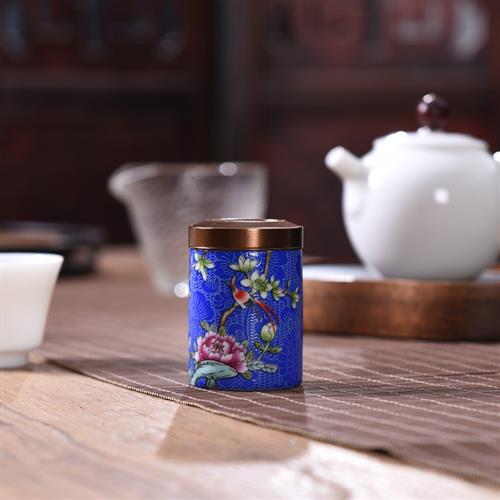 茶叶罐小号迷你茶罐家用鸟语花香便携陶瓷密封存茶罐普洱茶叶包装