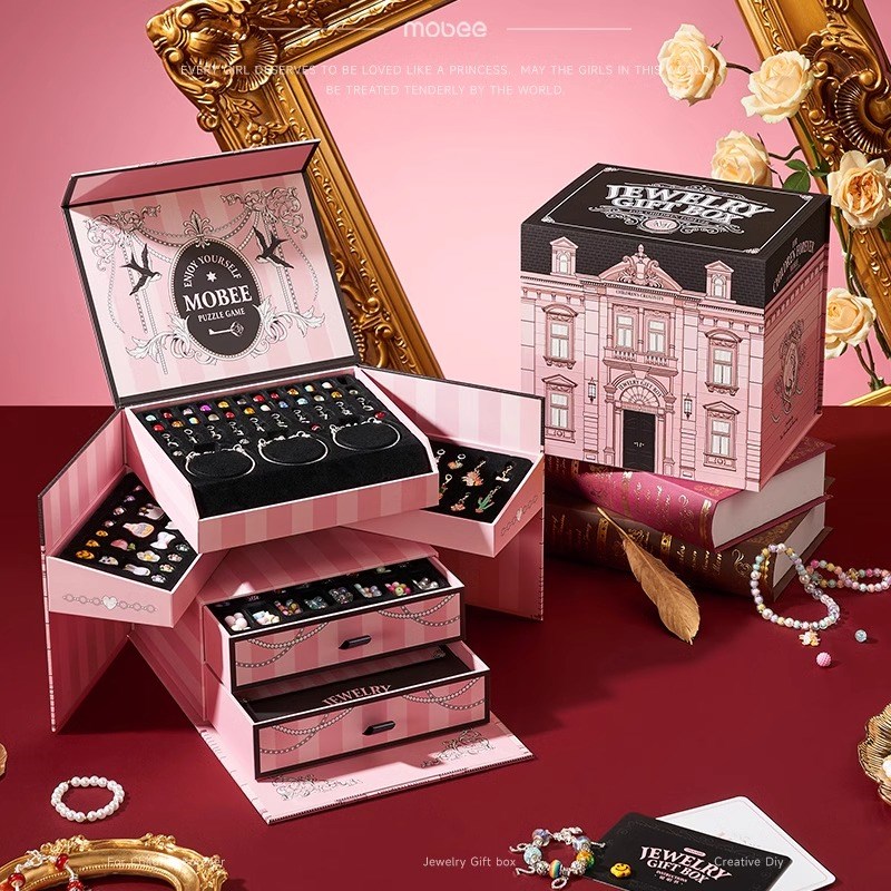 mobee手工串珠diy材料首饰礼盒手链儿童女孩子玩具女儿的美丽星堡