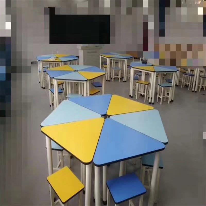 厂家供应中小学生培训班课桌椅绘画补习辅导班培训桌美术桌梯形桌