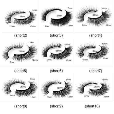 12 Pairs Natural Handmade3D False Eyelashes short Lashes