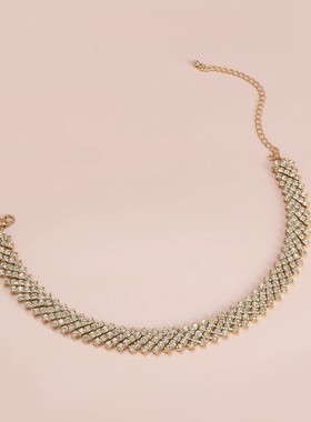 欧美跨境饰品 摩登潮流超闪满钻颈链项饰 性感简约镶钻锁骨项链女