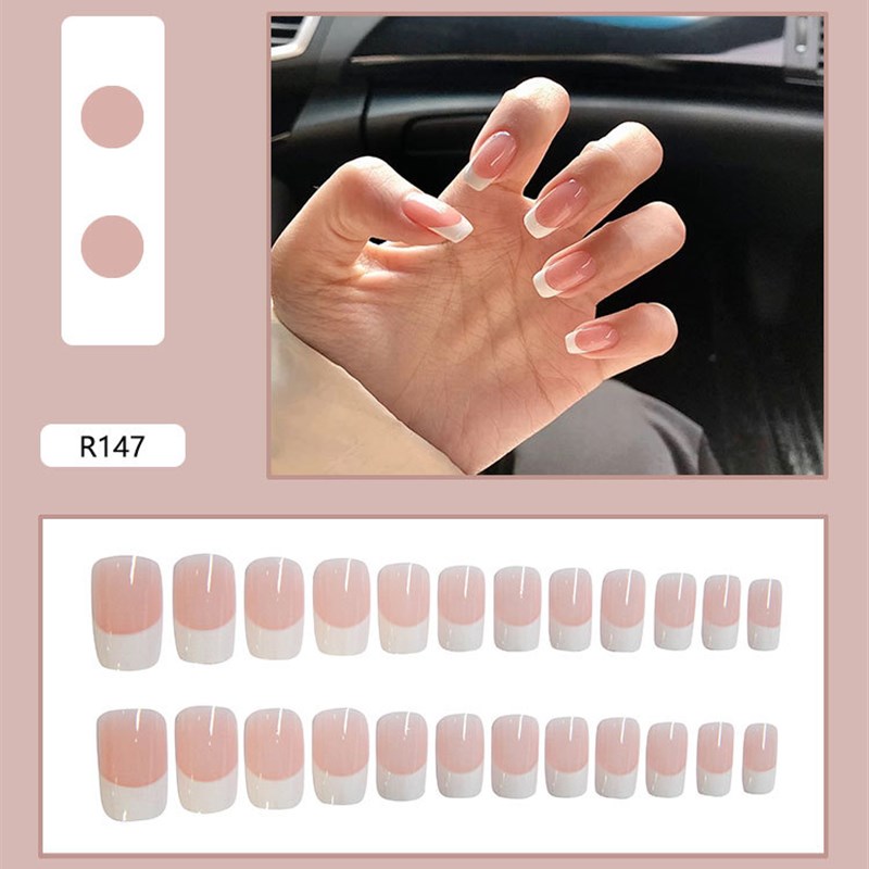 24Pcs DIY Fake Nails French Finger Nail Art False Nail