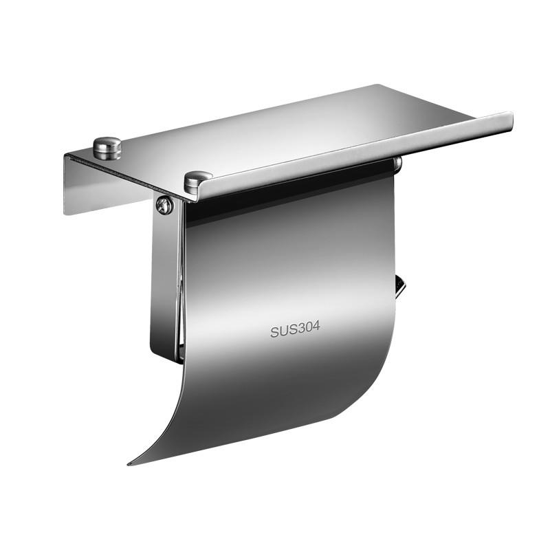 卷纸架304不锈钢卫生间手机置物架厕所壁挂式纸巾盒免打孔2005