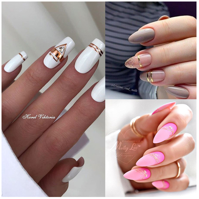 French Rose Gold Striping Tape Nail Design Stripe Lines Geom