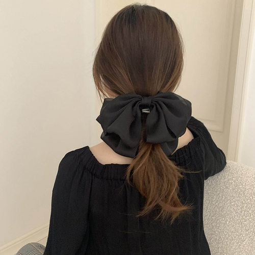好货New Korean Fashion Big Size Bow Hair Pin Ribbon Black Hi